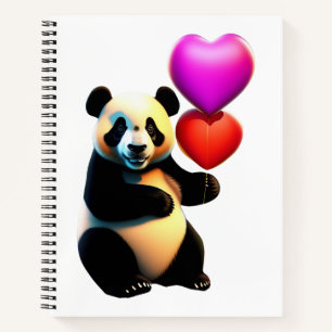 Valentins-Panda & Herzballon, Valentinstag Notizblock