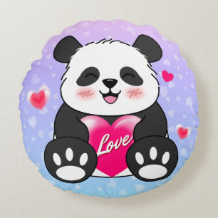 Valentins-Panda in Liebe Rundes Kissen