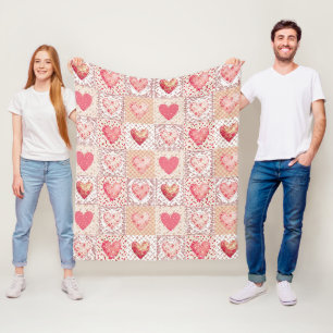 Valentins Patchwork-Herz Fleecedecke