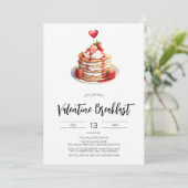Valentins-Pfannkuchen-Frühstückseinladung Einladung (Stehend Vorderseite)