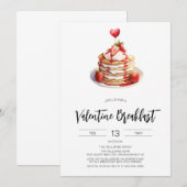 Valentins-Pfannkuchen-Frühstückseinladung Einladung (Vorne/Hinten)