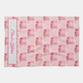 Valentins-Pink- und Weiß-Kaffeetasse Geschirrtuch (Horizontal)