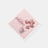 Valentins rosa Balloons Papier Napkin Serviette (Ecke)