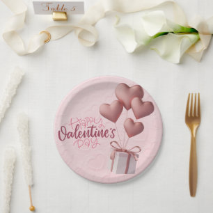 Valentins rosa Balloons Papierplatte Pappteller
