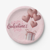 Valentins rosa Balloons Papierplatte Pappteller (Vorderseite)