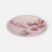 Valentins rosa Balloons Papierplatte Pappteller (Schrägansicht)