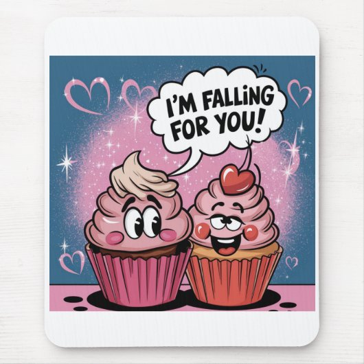 Valentins rosa Cupcake Mousepad (Vorne)