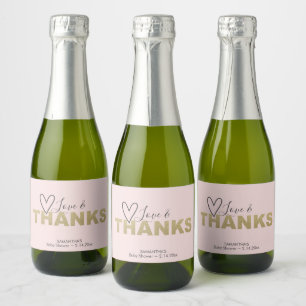 Valentins rosa und goldener Brunch und Bubbly Schaumweinetikett
