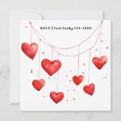 Valentins Rote Herzen und Polka Dots Champagne Einladung (Rückseite)