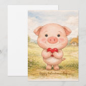 Valentins-Schwein Feiertagskarte (Vorne/Hinten)