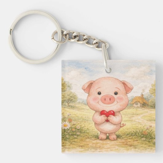 Valentins Schwein Schlüsselanhänger (Vorderseite)