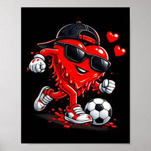 Valentins Soccer Herz Tropf Sport Liebe Valentinst Poster