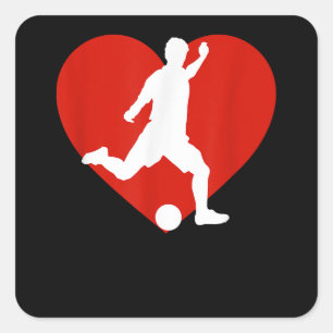 Valentins Soccer-Spieler Valentinstag Fußball Herz Quadratischer Aufkleber