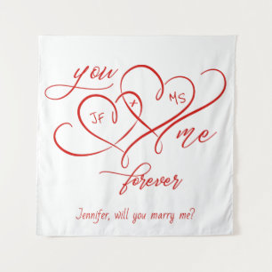 VALENTINS TAG VERBUNDENE HERZEN HEIRATEN MICH WANDTEPPICH