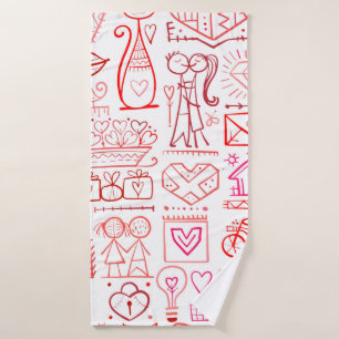 Valentins Tageskartendesign. Liebe und Hochzeitsna Badehandtuch