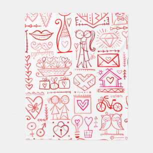 Valentins Tageskartendesign. Liebe und Hochzeitsna Fleecedecke