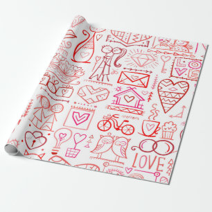 Valentins Tageskartendesign. Liebe und Hochzeitsna Geschenkpapier