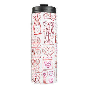 Valentins Tageskartendesign. Liebe und Hochzeitsna Thermosbecher