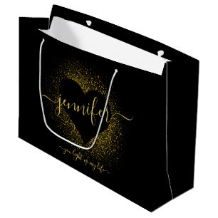 VALENTINS TÄGLICHER GOLDGOLD GLITZER CONFETTI HER GROßE GESCHENKTÜTE