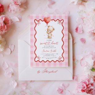 Valentins-Teddybär-Baby-Shower-Mädchen Einladung