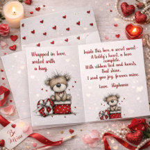 Valentins-Teddybär-Geschenkbox mit Gedicht