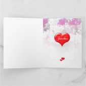 Valentins tiefes rotes Herz auf blorrosa Weiß Karte (Innenseite)