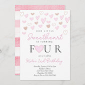 Valentins vierte Geburtstagseinladung Einladung (Vorne/Hinten)