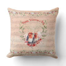 Valentins zeitlose Liebesvögel und Musiknoten