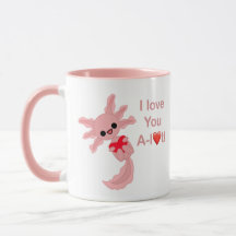 Valentins Zwei-Tone-rosa Axolotl-Liebe-Tasse