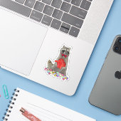 Valentinsbärchen-Bandit Aufkleber (Laptop mit iPhone)