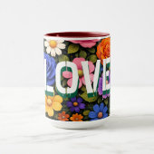 Valentinsbecher Blumen-Design-Muster Liebestext Tasse (Zentrum)