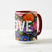 Valentinsbecher Blumen-Design-Muster Liebestext Tasse (VorderseiteRechts)