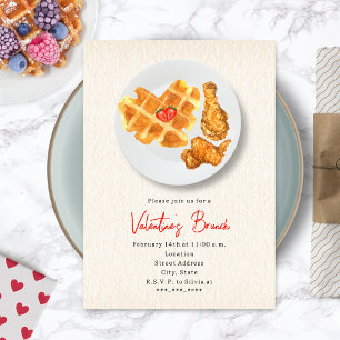Valentinsbrunch Chicken & Waffles Party Einladung