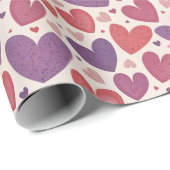 Valentinschattierungen des lila roten Herzmusters Geschenkpapier (Rolleneckpunkt)