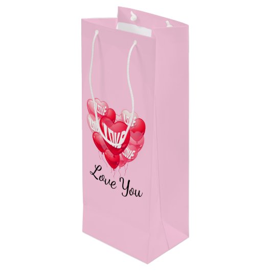 Valentinsche Geschenktasche Geschenktüte Für Weinflaschen (Rückseite Schrägansicht)