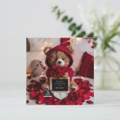 Valentinsche Teddybärenschwangerschaftsankündigung Feiertagskarte (Stehend Vorderseite)