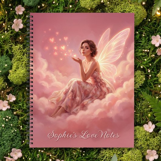 Valentinsfee auf rosa Wolken Fantasy Art Name Notizblock