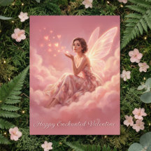 Valentinsfee auf rosa Wolken Fantasy-Kunst