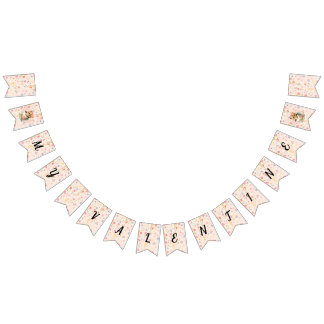 Valentinsfeier-Dekoration mit Rosen und süßem Kätz Wimpelkette