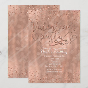 Valentinsfeier Pink Rosen Gold Glam Einladungen
