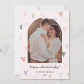Valentinsfoto-Erinnerung mit Pastel Hearts Bogen Feiertagskarte (Vorderseite)