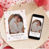 Valentinsfoto-Erinnerung mit Pastel Hearts Bogen Feiertagskarte
