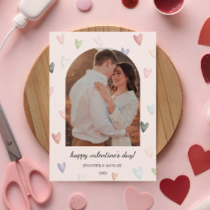 Valentinsfoto-Erinnerung mit Pastellherzen-Bogen Feiertagskarte