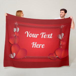 VALENTINSGRUSS (addieren Sie Ihren Text) Fleecedecke