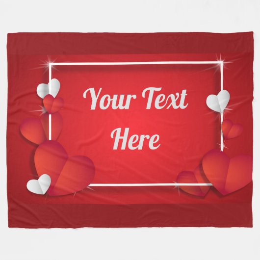 VALENTINSGRUSS (addieren Sie Ihren Text) Fleecedecke (Vorderseite (Horizontal))