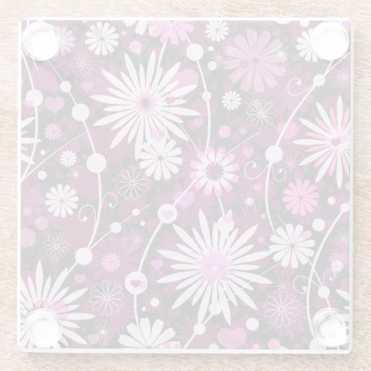 Valentinsgruß-Blumenmuster Glasuntersetzer (Rückseite)