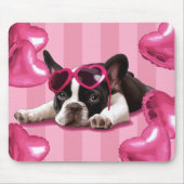 Valentinsgruß-französische Bulldoggen-Welpe Mousepad (Vorne)