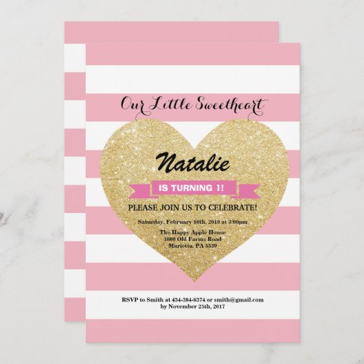 Valentinsgruß-Geburtstag unser kleiner Schatz Einladung (Vorne/Hinten)