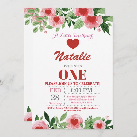 Valentinsgruß-Geburtstag unser kleiner Schatz Einladung (Vorne/Hinten)