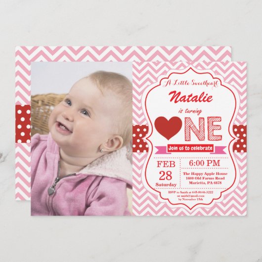 Valentinsgruß-Geburtstag unser kleiner Schatz Einladung (Vorne/Hinten)